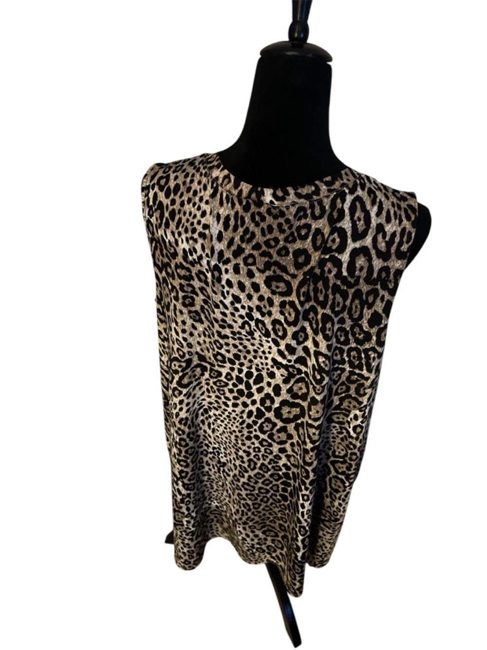 Sleeveless Leopard Print Women's midi dress- Black and Tan